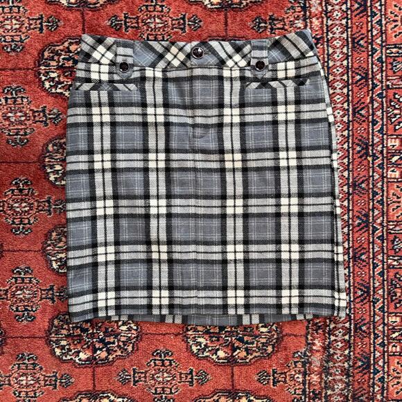 Eddie Bauer 6 Blue/Gray Plaid Wool Blend Fully Lined Short Skirt IMMACULATE - Picture 3 of 7